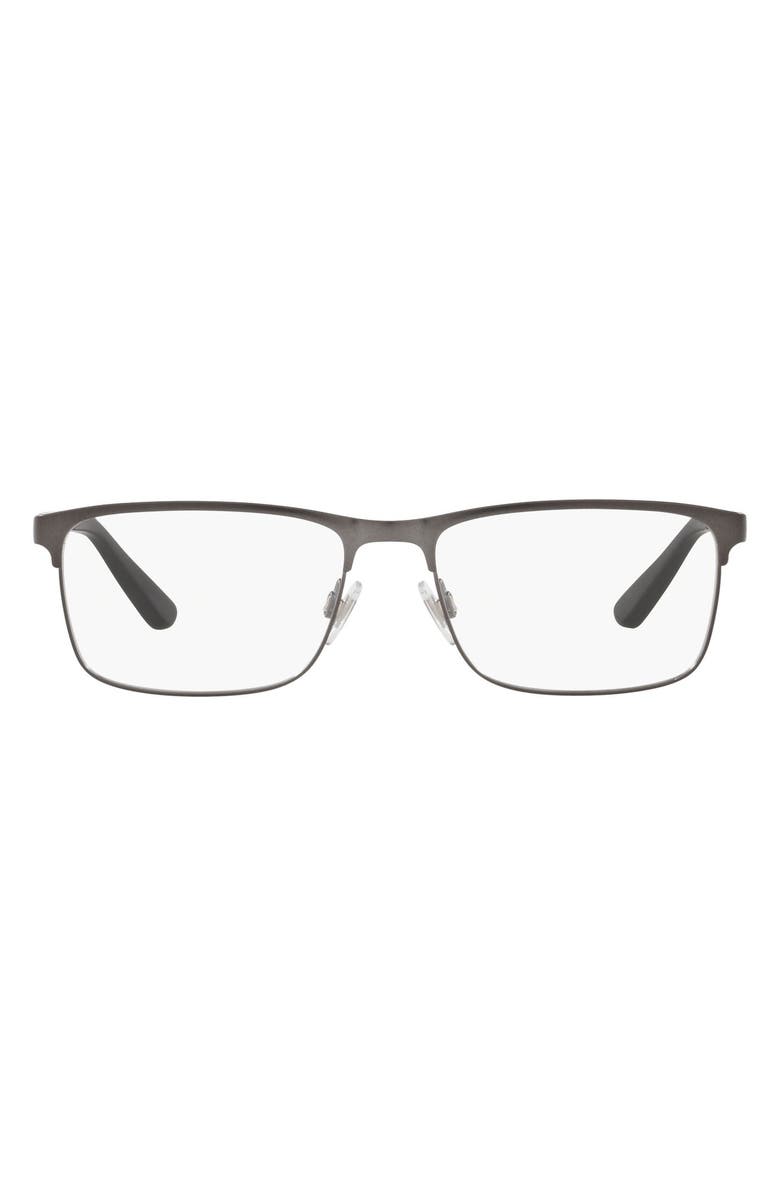 Polo Ralph Lauren 56mm Rectangular Optical Glasses, Main, color, Dark Gunmetal