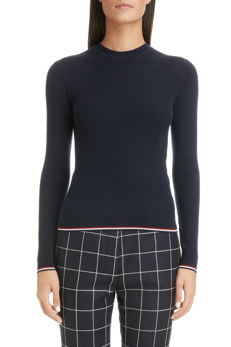 Rib Wool Blend Sweater, Main, color, NAVY