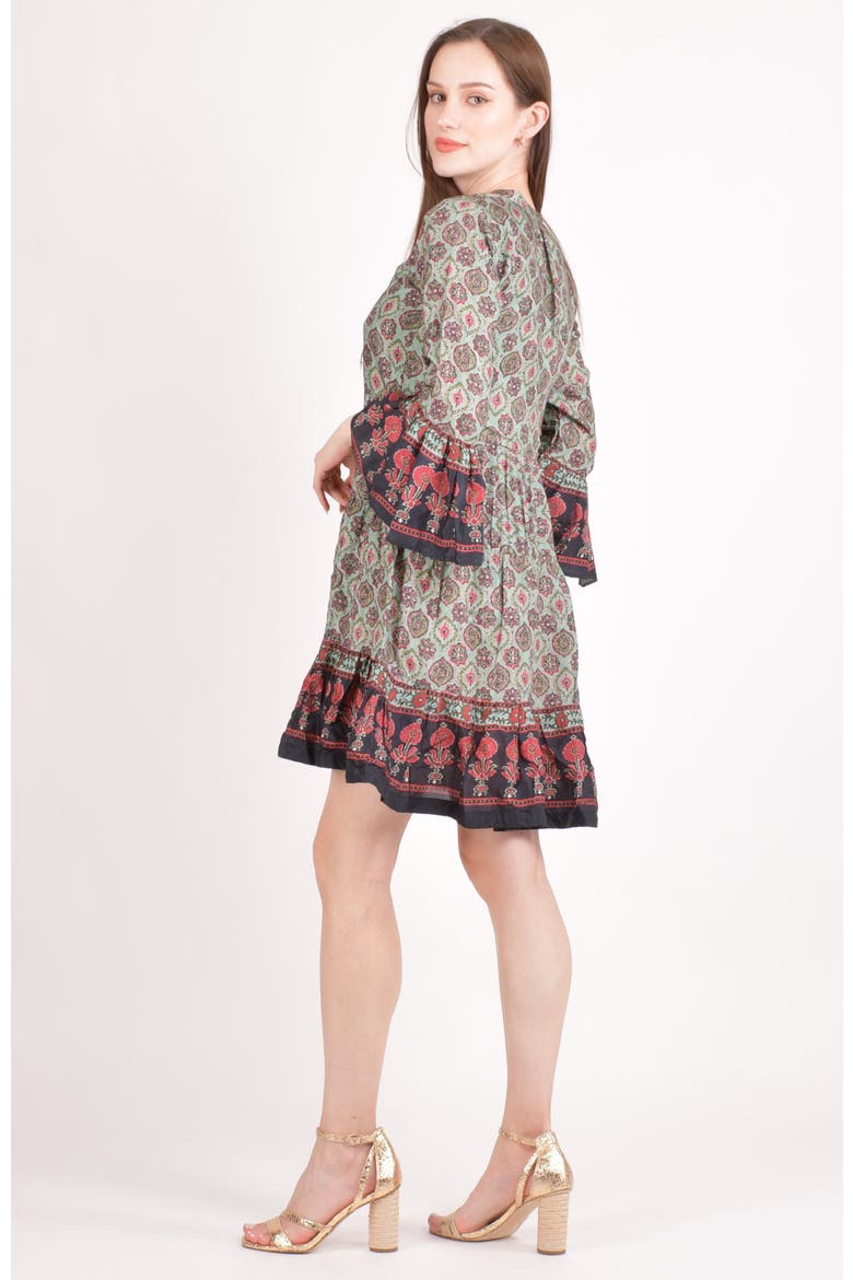Juniper Ajrakh Print Mini Dress, Alternate, color, Green