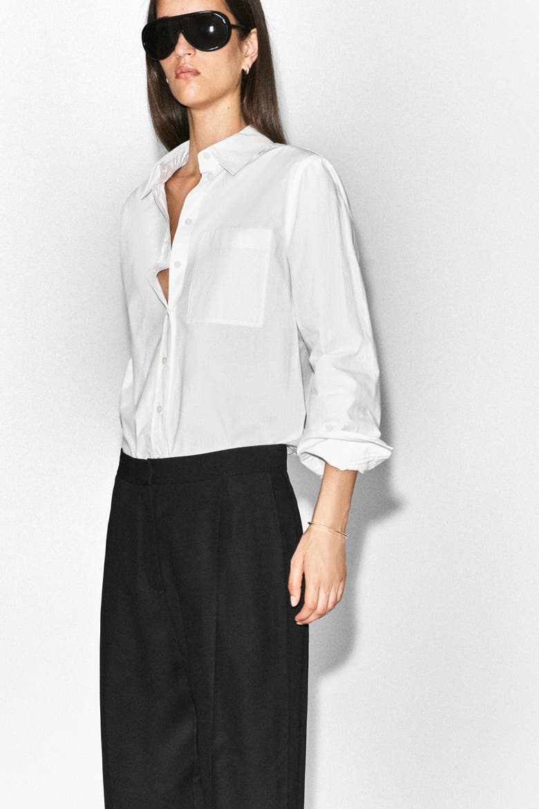 Pleated-Panel Straight-Leg Pants, Alternate, color, BLACK