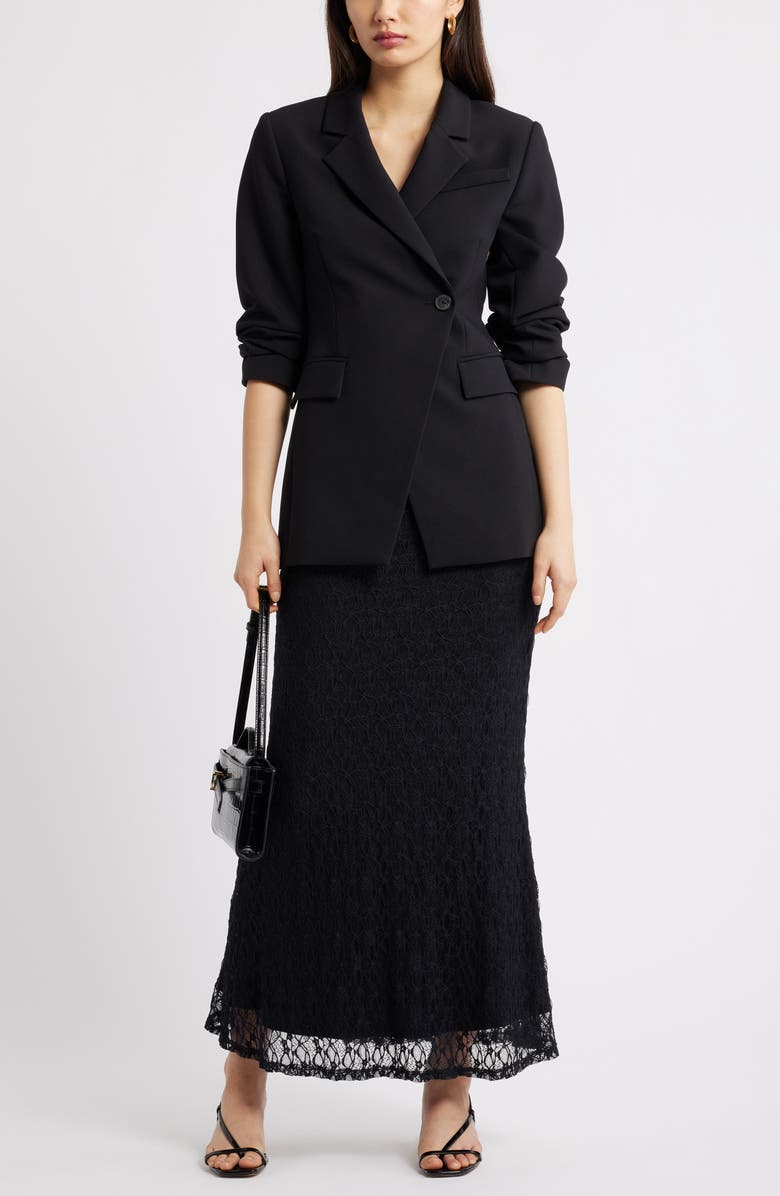 Open Edit Sheer Lace Maxi Skirt, Alternate, color, Black