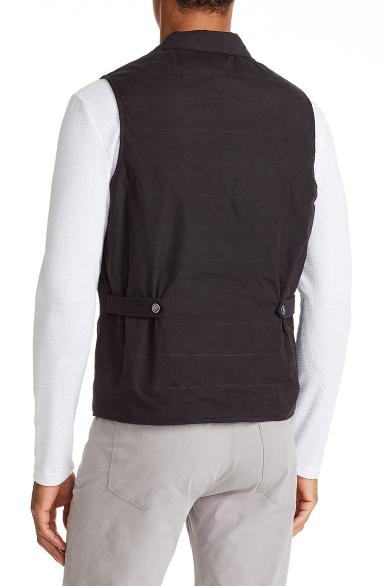 Malta Slim Fit Quilted Button-Up Vest, Alternate, color, BLACK