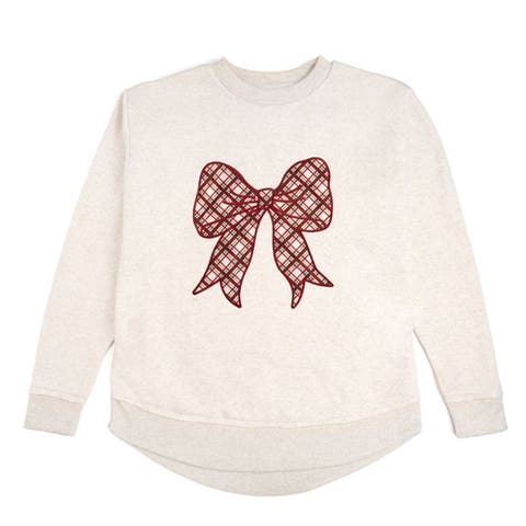 Christmas Plaid Bow Patch Women's Sweatshirt