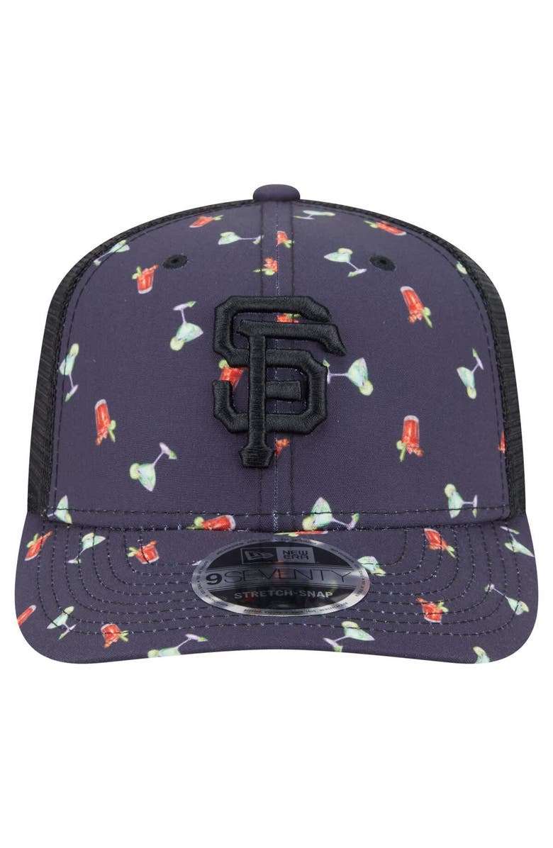New Era Men's New Era Black San Francisco Giants Adventure Drinks Pattern 9SEVENTY Stretch-Snap Hat, Alternate, color, Navy