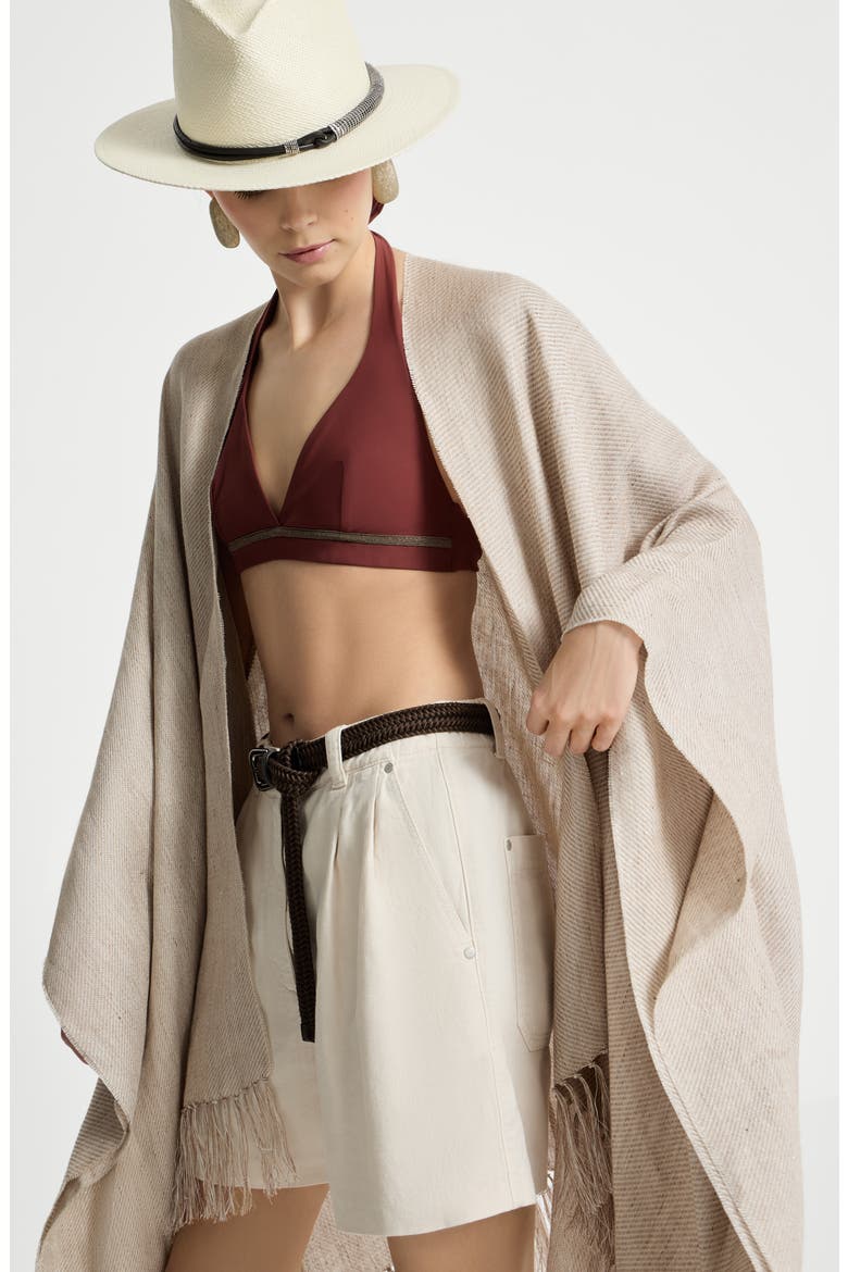 Linen cover poncho, Alternate, color, Beige