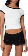EDIKTED Contrast Trim Scoop Back T-Shirt