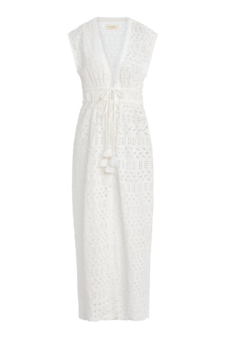 Fontelina Cap Sleeve Eyelet Cover-up, Alternate, color, White
