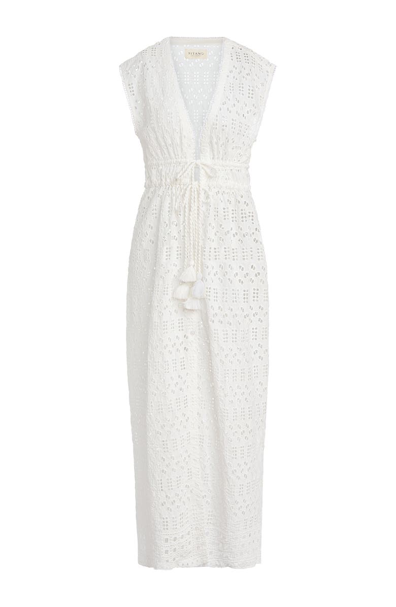 SITANO Fontelina Cap Sleeve Eyelet Cover-up, Alternate, color, White
