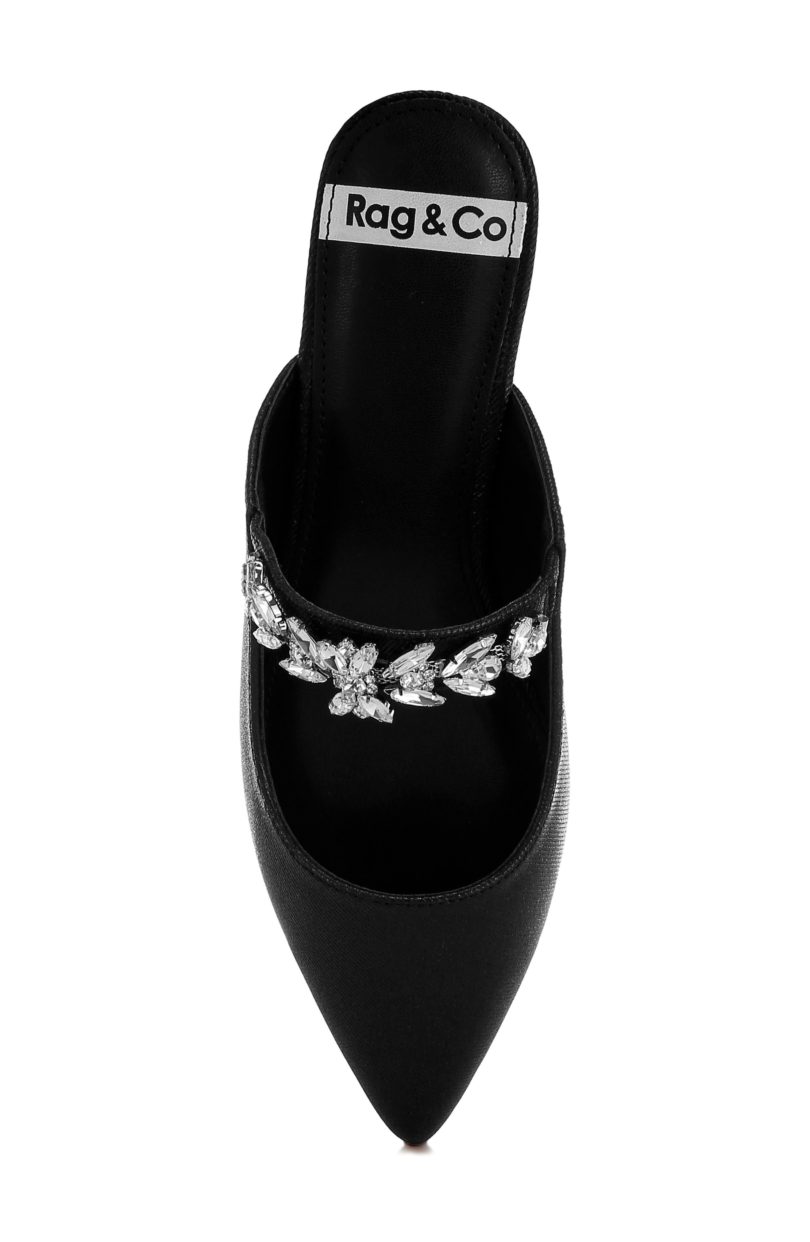 Rag & Co Magnum Crystal Strap Mule, Alternate, color, Black