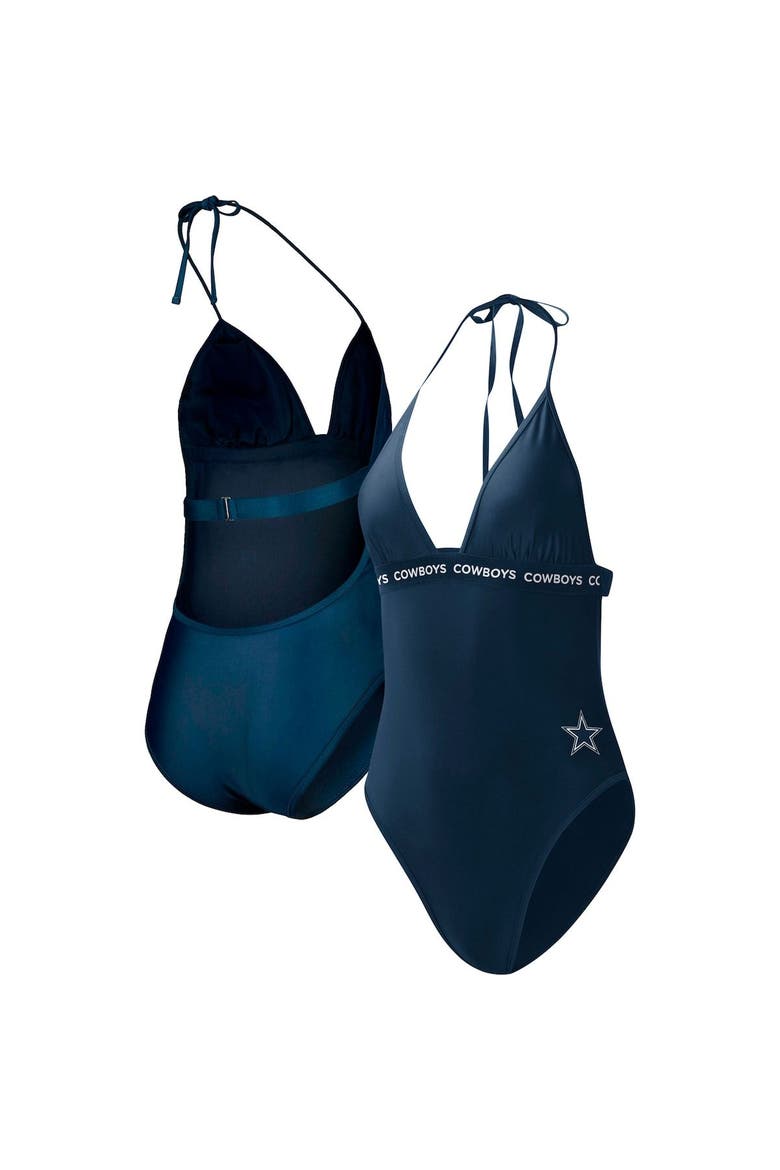 Women's G-III 4Her by Carl Banks Navy Dallas Cowboys Full Count One-Piece Swimsuit, Main, color, Navy