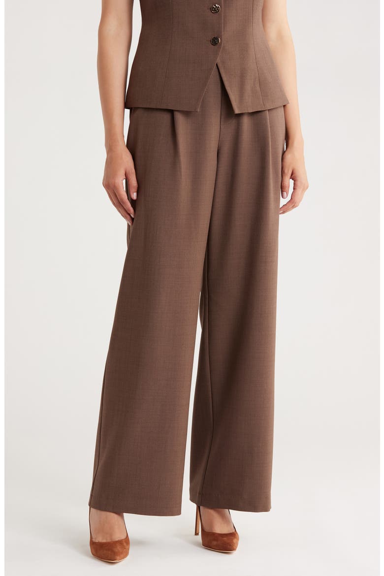 Pull-On Wide Leg Pants, Main, color, DARK BROWN MELANGE