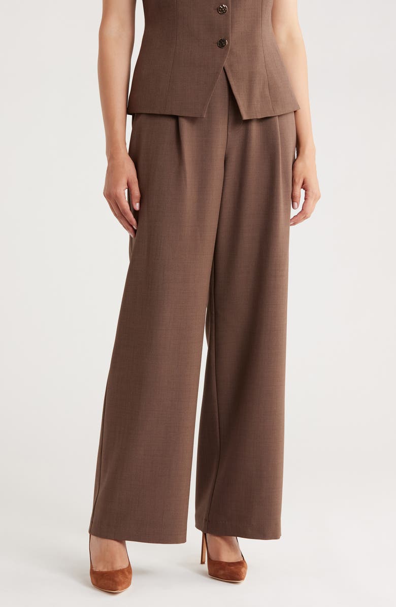 Gemma + Jane Pull-On Wide Leg Pants, Main, color, Dark Brown Melange