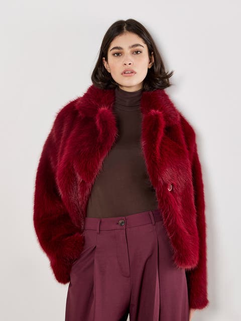 Faux Fur Collar Short Coat