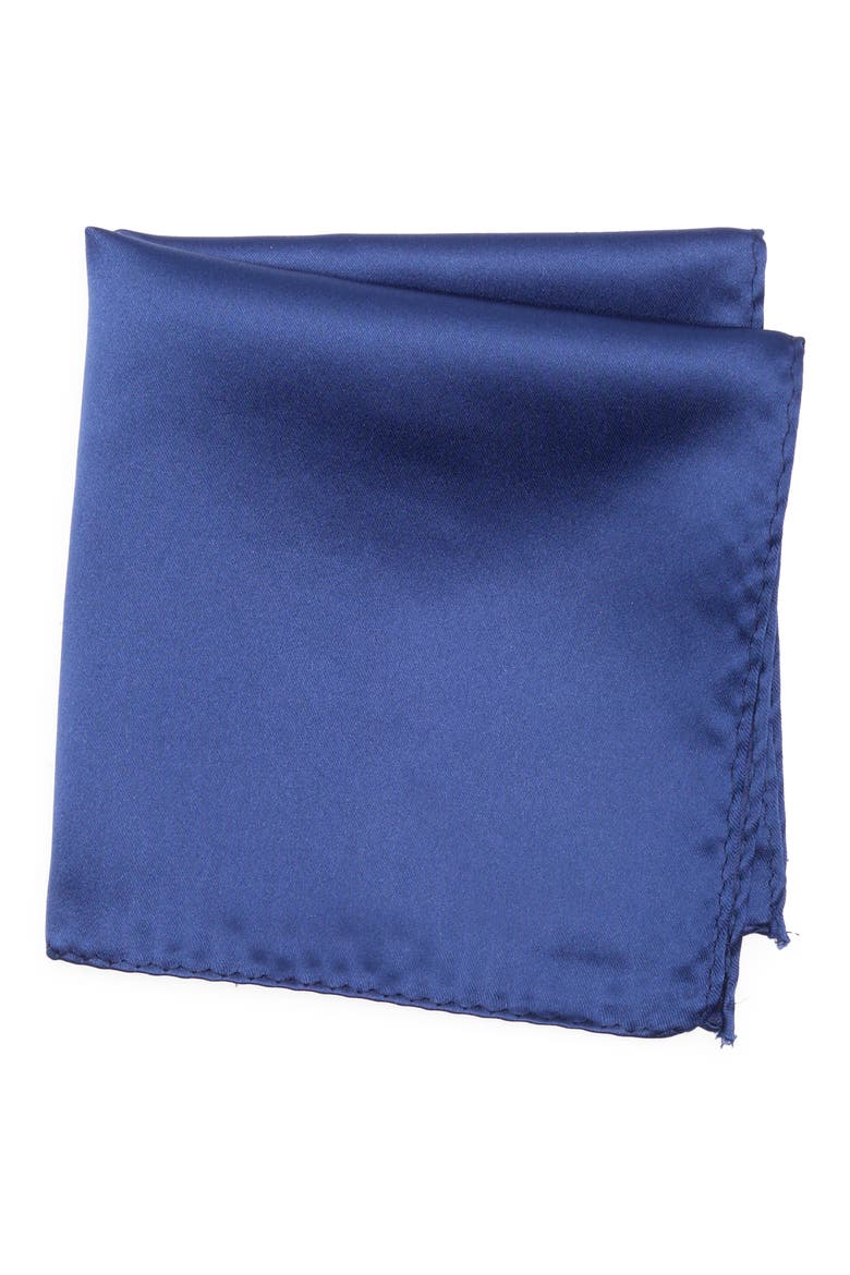 Solid Satin Pocket Square, Main, color, BLUEBERRY