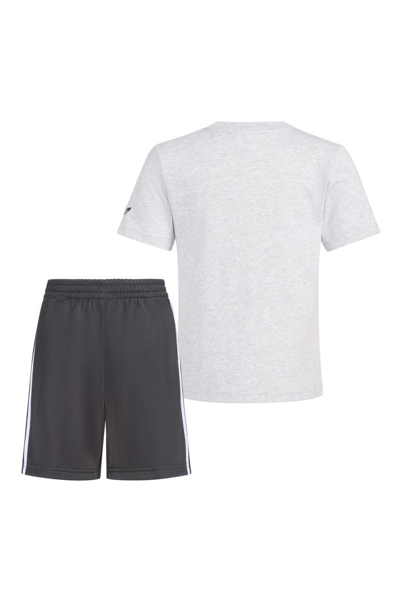 Kids' Firebird T-Shirt & 3-Stripes Shorts Set, Alternate, color, GREY HEATHER