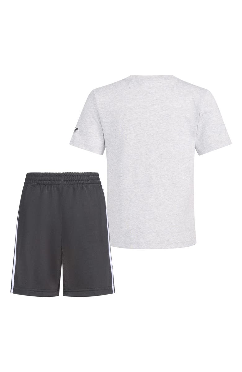 adidas Originals Kids' Firebird T-Shirt & 3-Stripes Shorts Set, Alternate, color, Grey Heather