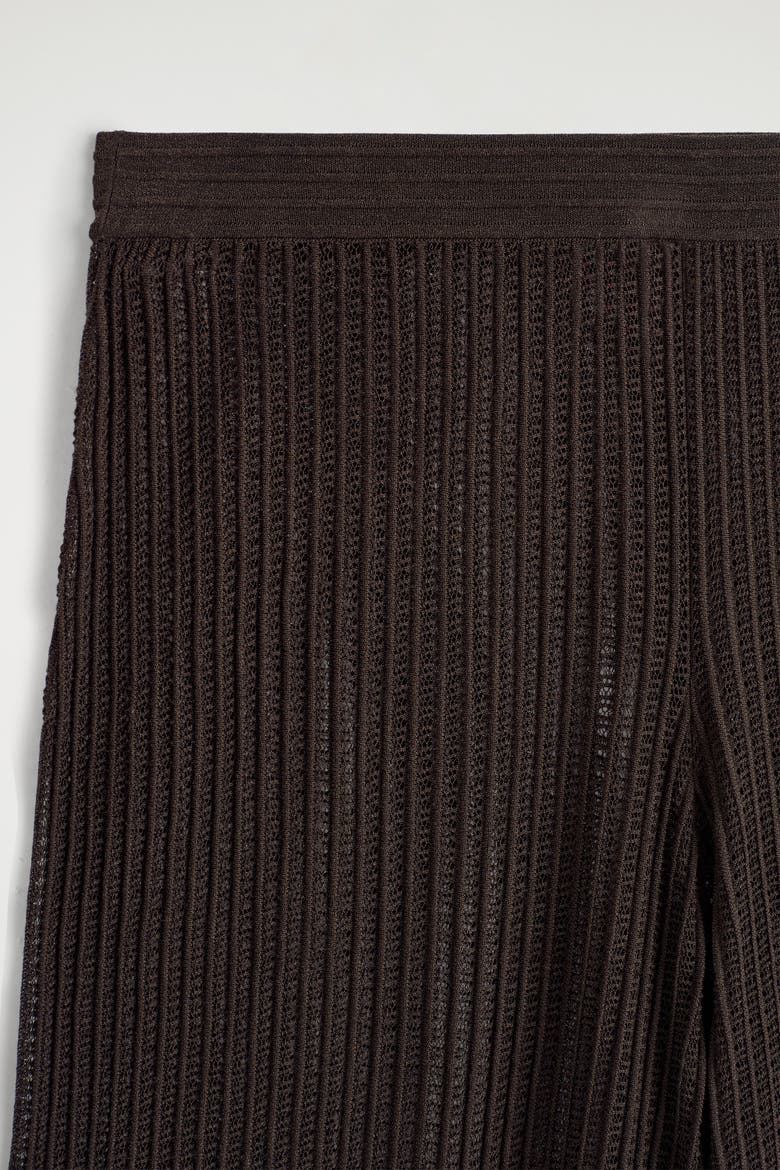 Ribbed Open-knit Pants, Alternate, color, BROWN