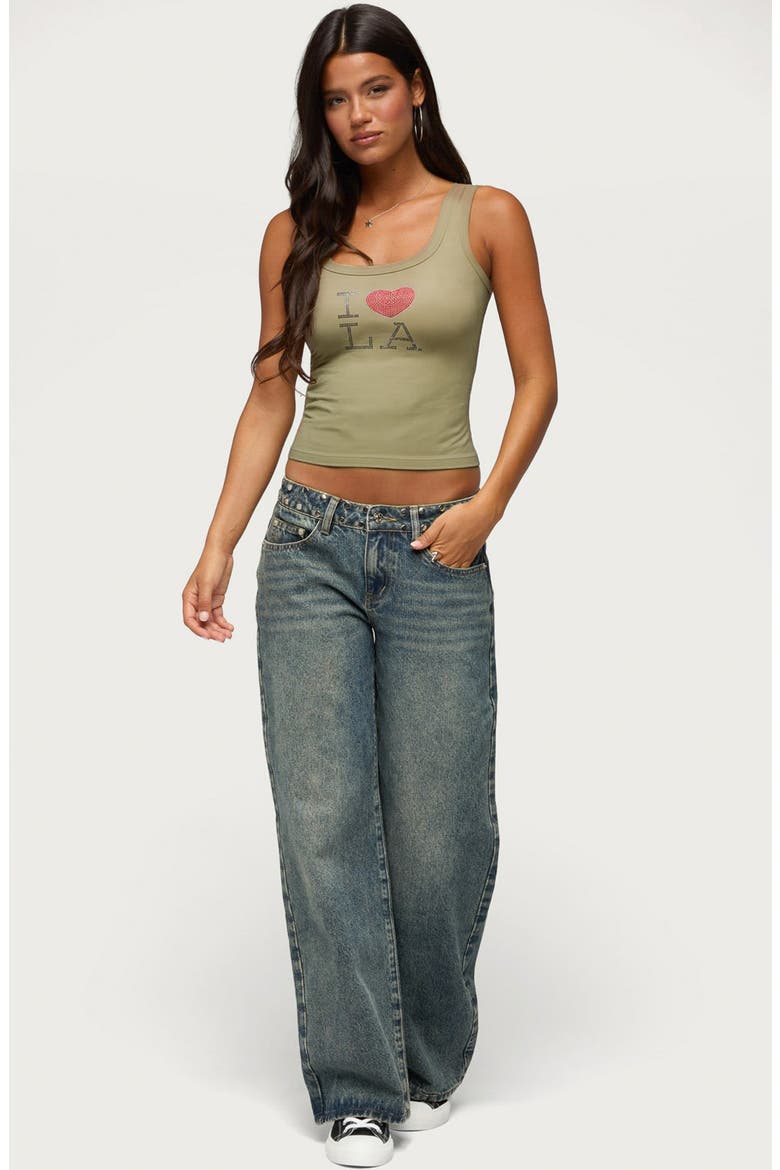 I Heart LA Rhinestone Tank Top, Alternate, color, OLIVE