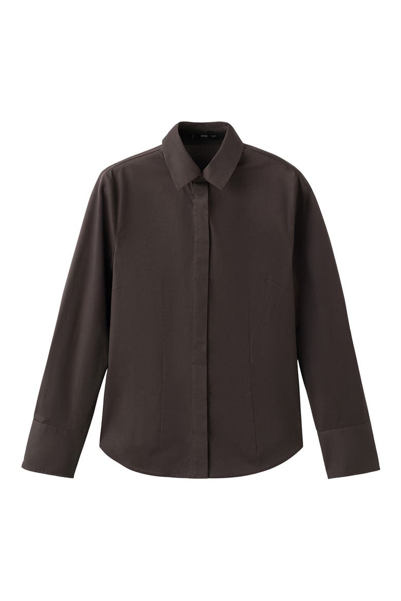 Slim Fit Stretch Poplin Button-Up Shirt, Main, color, BROWN