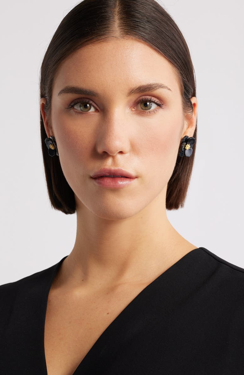 Nordstrom Floral Statement Stud Earrings, Alternate, color, Grey- Gold