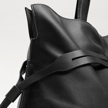 Large Poppy Drawstring Leather Crossbody Bag