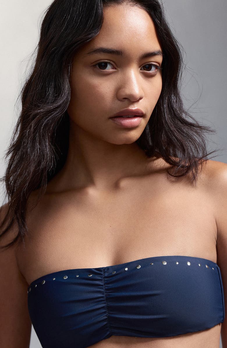 MANGO TEEN Studded Bandeau Two-Piece Swimsuit, Alternate, color, Dark Navy