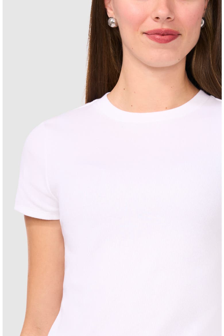 Rib Stretch Cotton T-Shirt, Alternate, color, BRIGHT WHITE