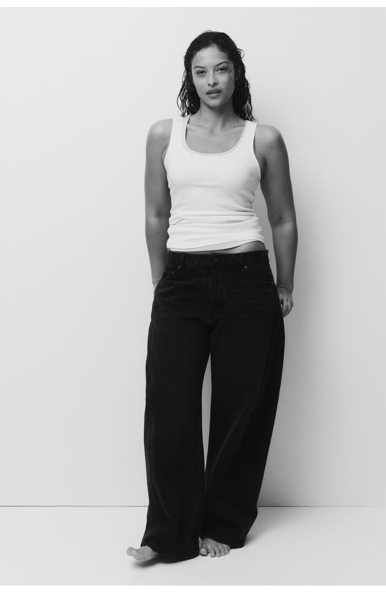 H&M 3-pack Ribbed Vest Tops, Alternate, color, Black/Ivory/Gray