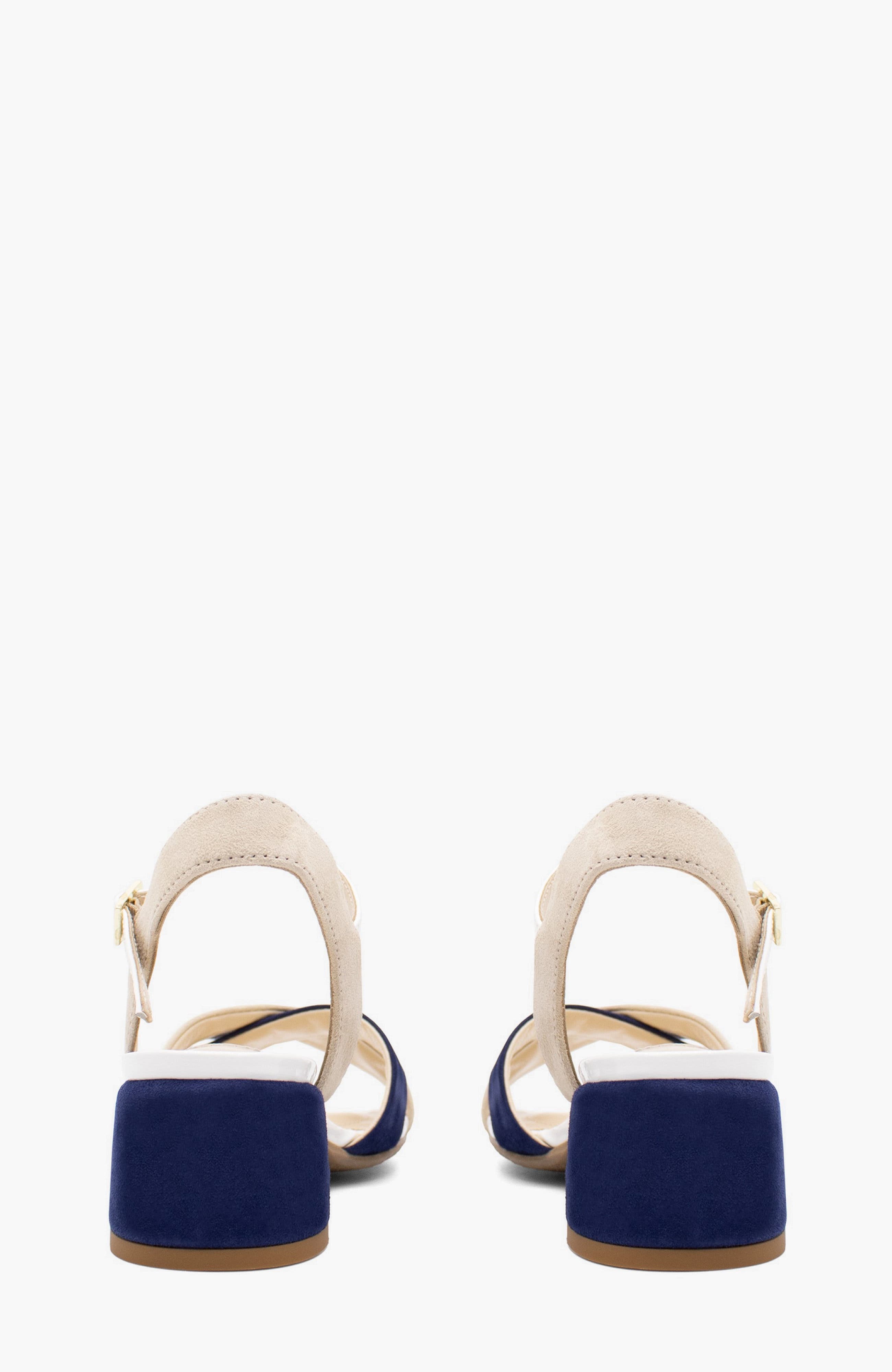 Capri Block Heel Sandal, Alternate, color, Beige / White / Navy