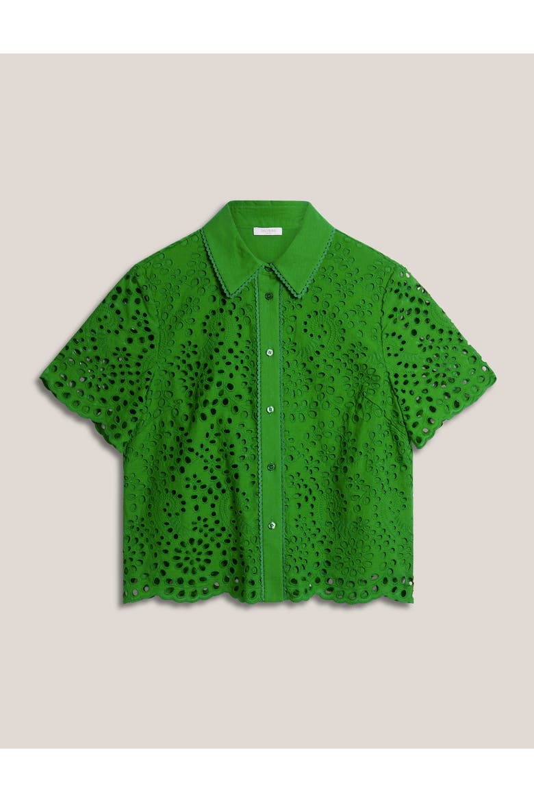 Caroline Short Sleeve Loose Fit Shirt, Alternate, color, Emerald Green