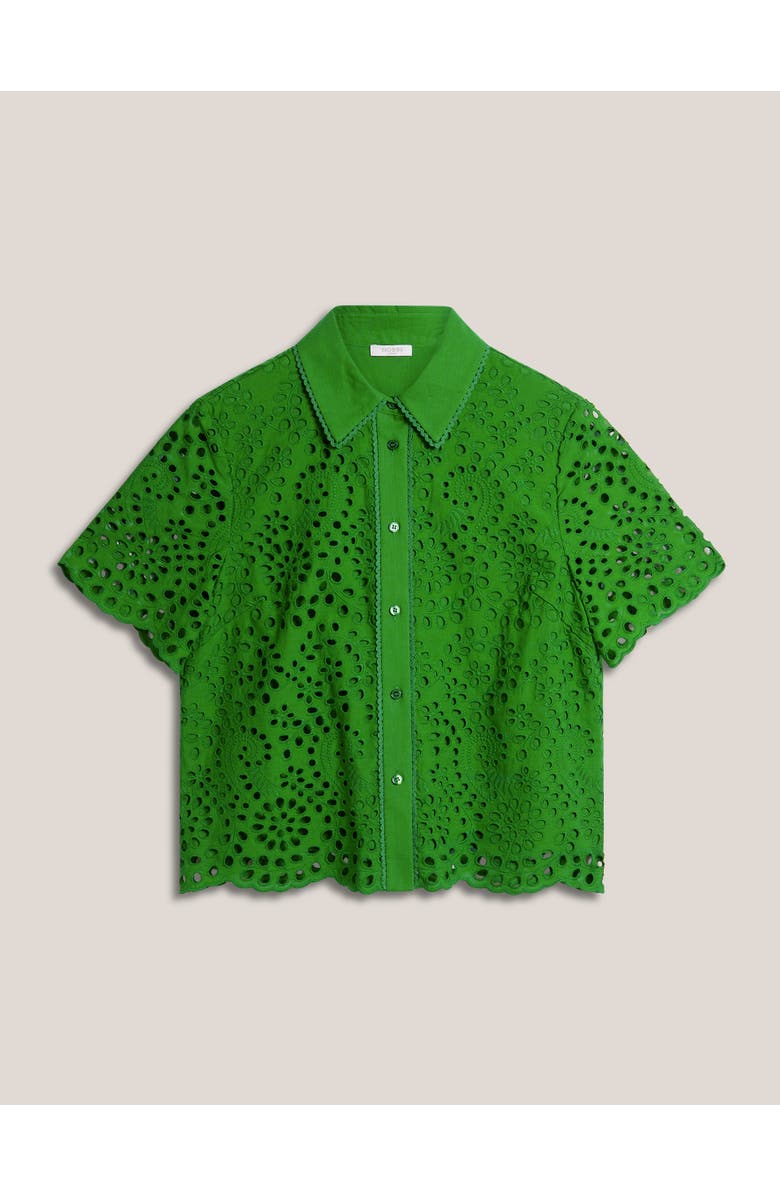 HOBBS LONDON Caroline Short Sleeve Loose Fit Shirt, Alternate, color, Emerald Green