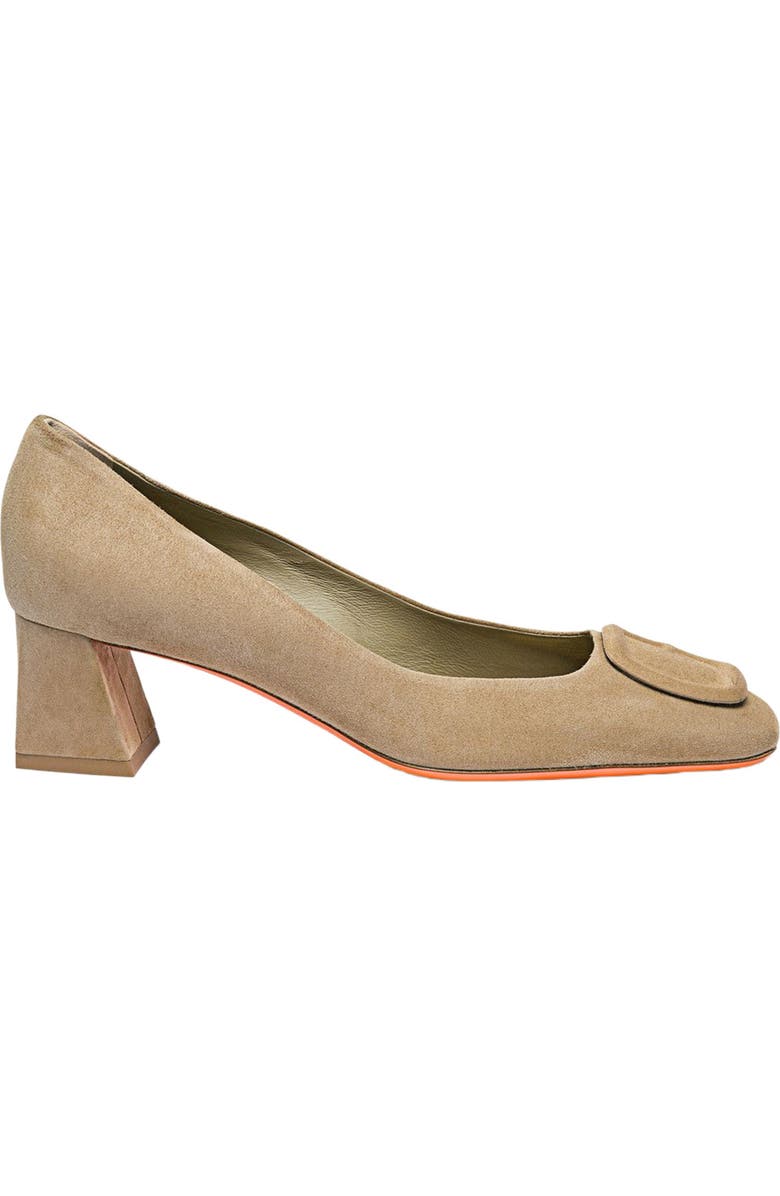 Santoni Women's suede low-heel pump, Main, color, Beige