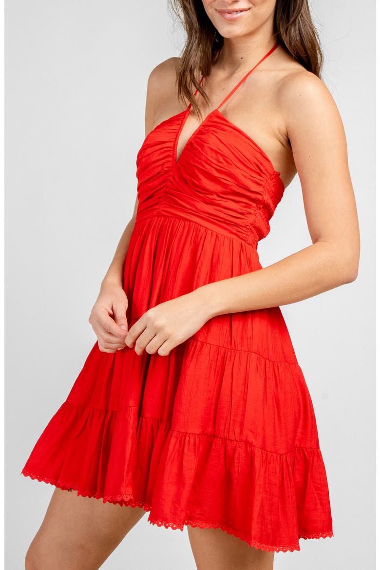 Notch Front Halter Dress, Alternate, color, RED