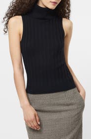 French Connection Rib Turtleneck Sleeveless Sweater