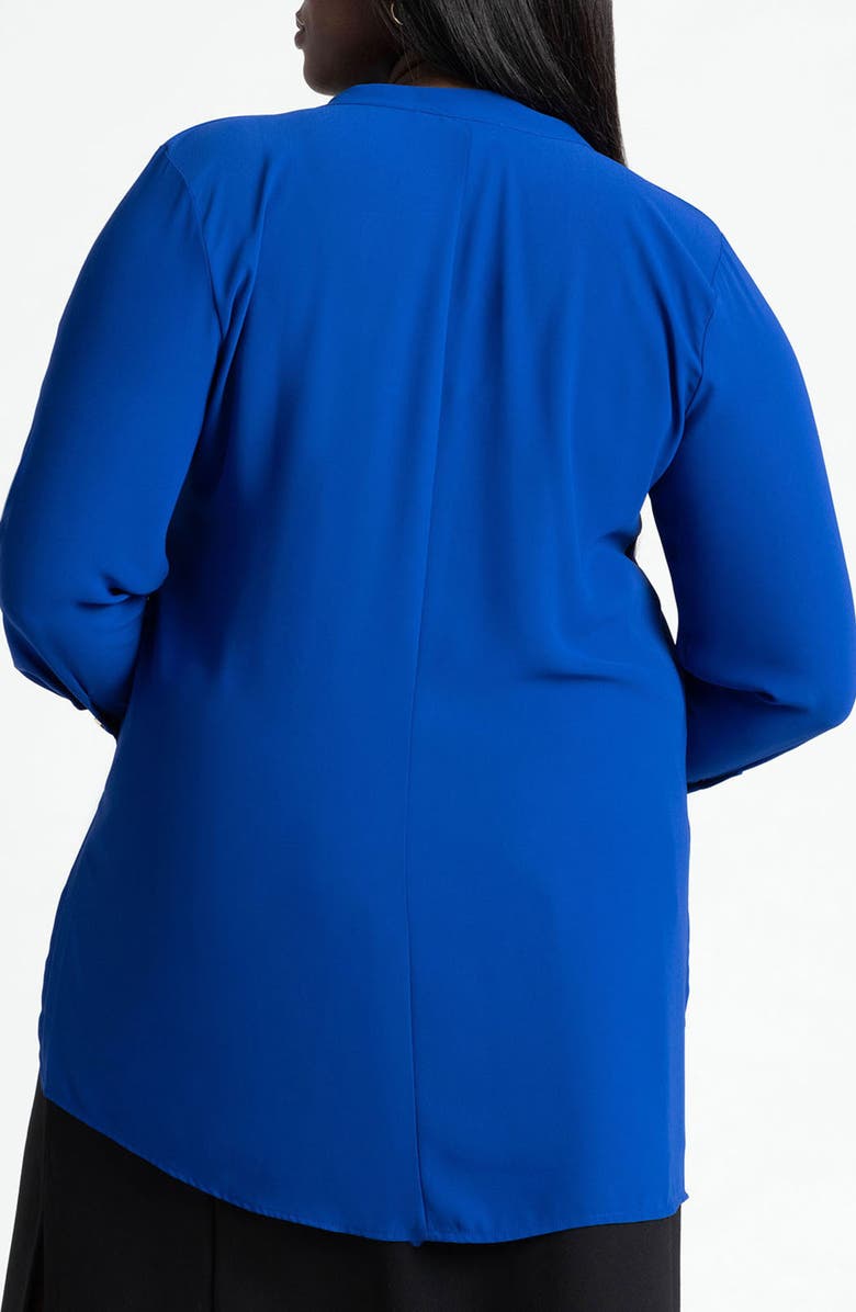 ELOQUII Mandarin Collar Tunic Blouse, Alternate, color, Dark Bluejay