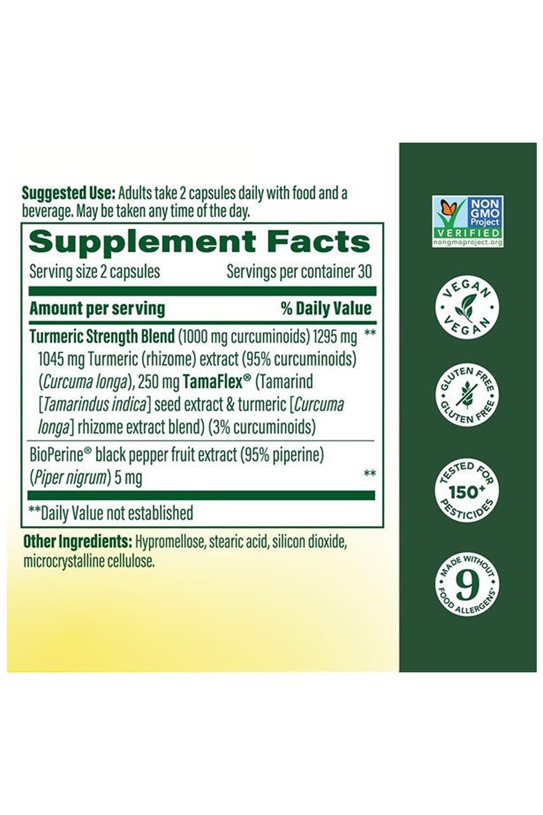 Fast-Acting Turmeric Supplement, Clinically Studied, Joint Supplement with Black Pepper, 60 Capsules, Alternate, color, None