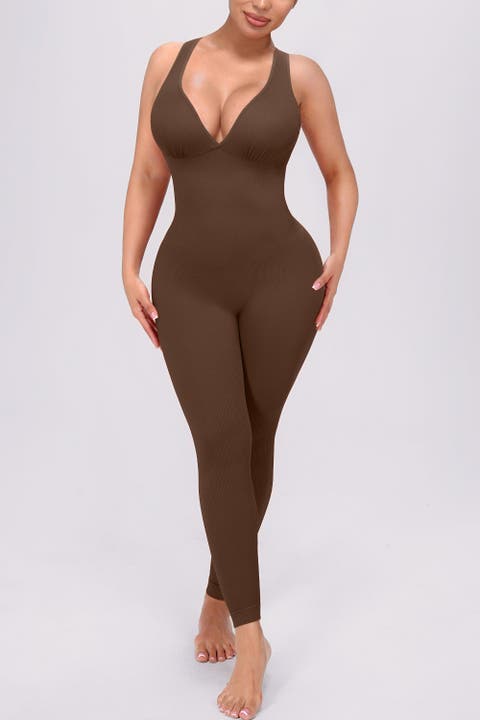 Plunge Built-In Bra Shaping Jumpsuit