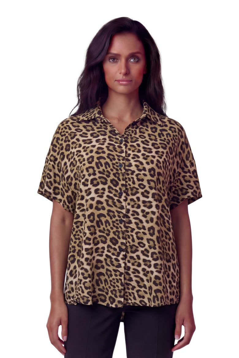 Leopard Womens Printed Shirt, Main, color, LEOPARD BROWN