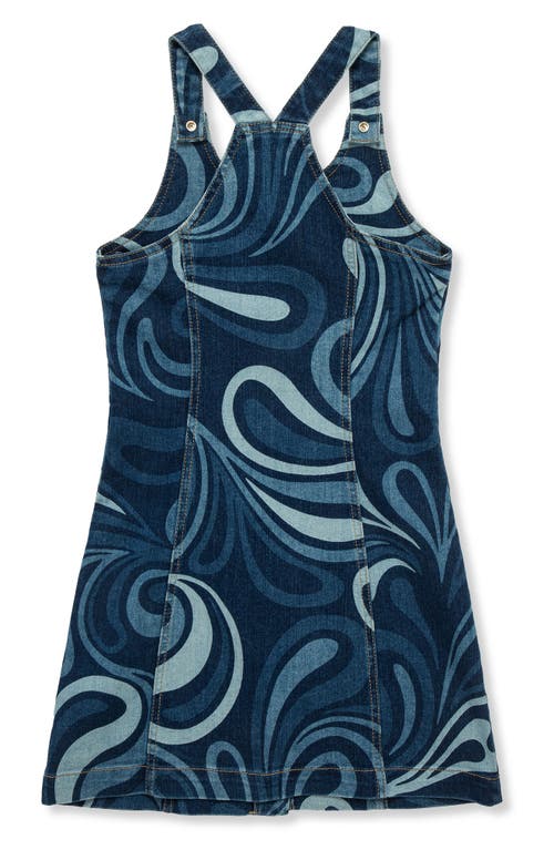 Truce Kids' Print Racerback Denim Dress In Blue