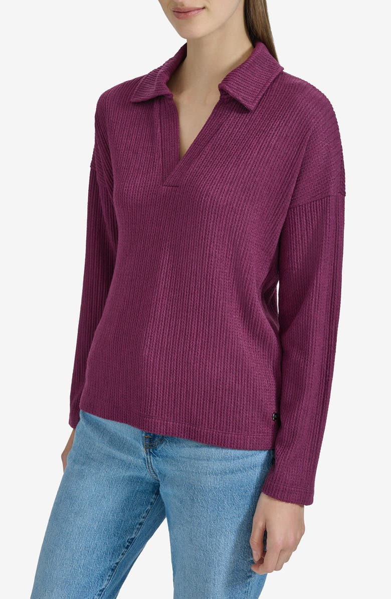 Andrew Marc Long Sleeve Polo Sweater, Main, color, Wine