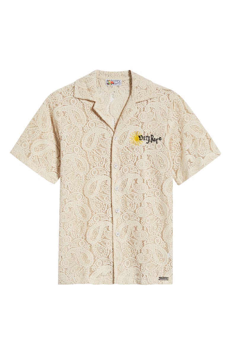 VERYRARE Paisleys Crochet Camp Shirt, Main, color, Beige