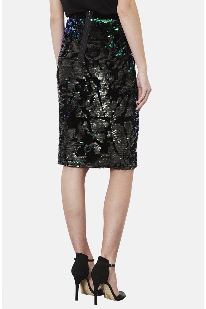 Sequin Velvet Pencil Skirt, Alternate, color, BLACK