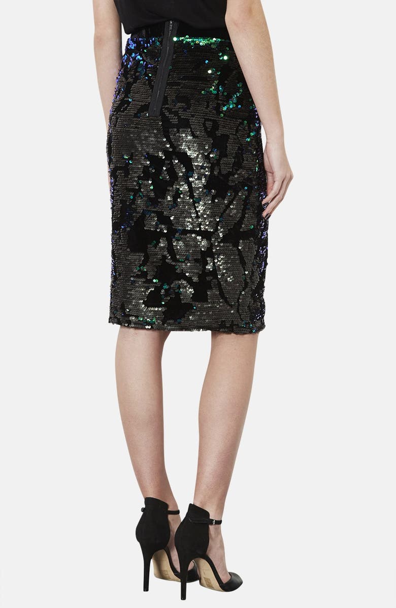 Topshop Sequin Velvet Pencil Skirt, Alternate, color,