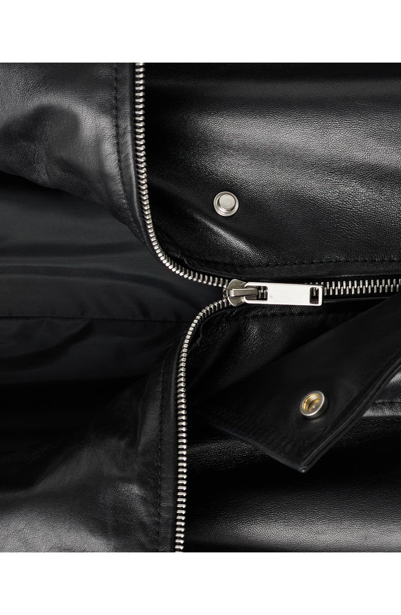 MANGO Selection Oversize Leather Bomber Jacket, Alternate, color, Black