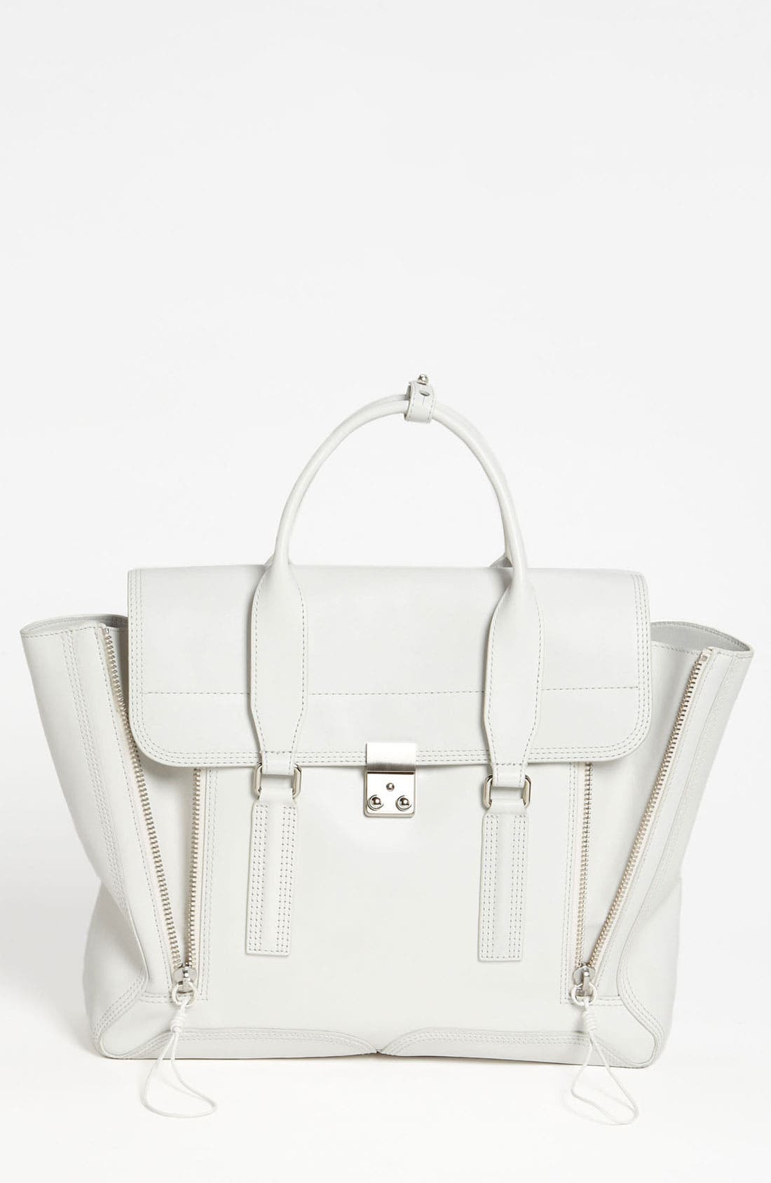 'Pashli' Leather Satchel, Main, color, WHITE