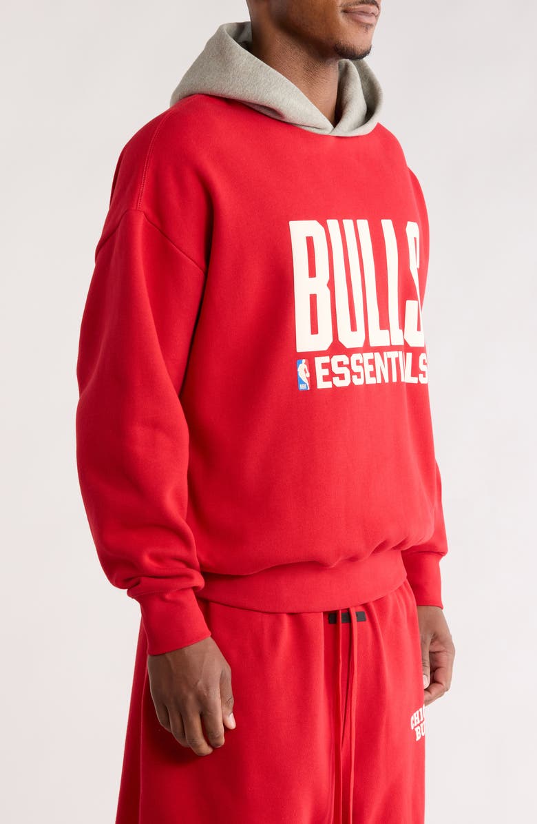 Fear of God Essentials x NBA Bulls Sports Fit Hoodie, Alternate, color, Red/ Concrete Heather