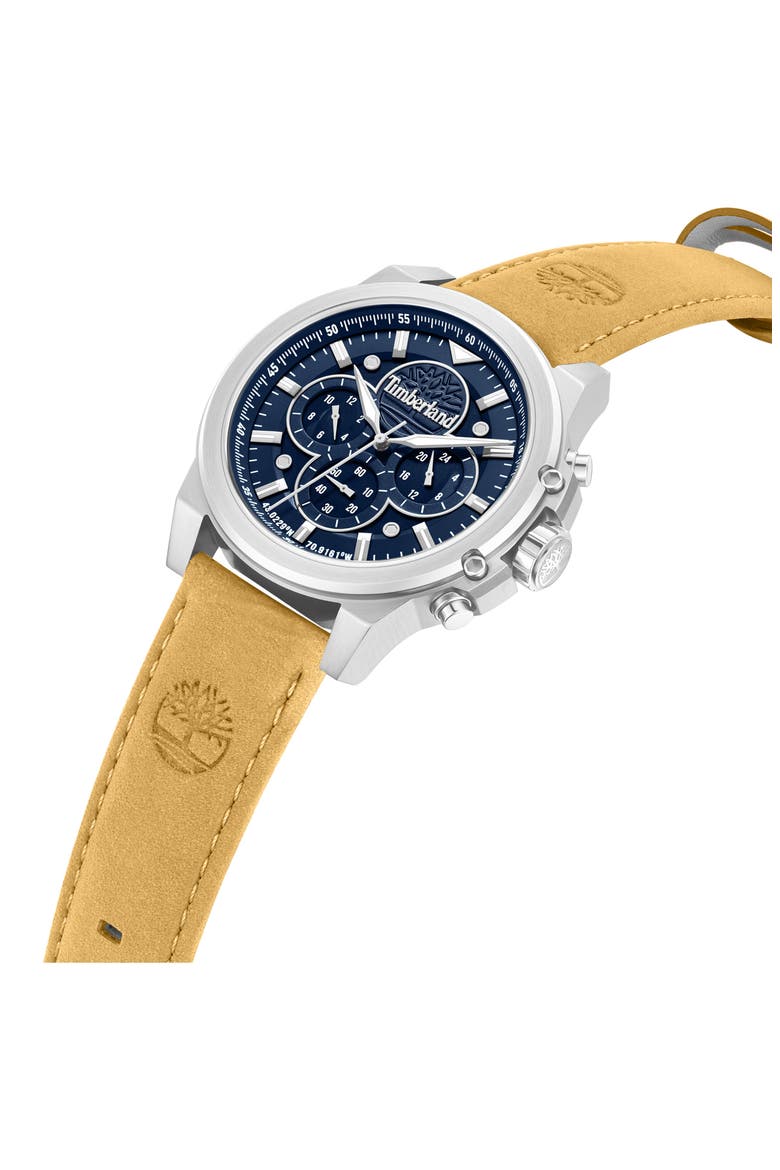 Fast Strike Chronograph Leather Strap Watch, 46mm, Alternate, color, BROWN DARK