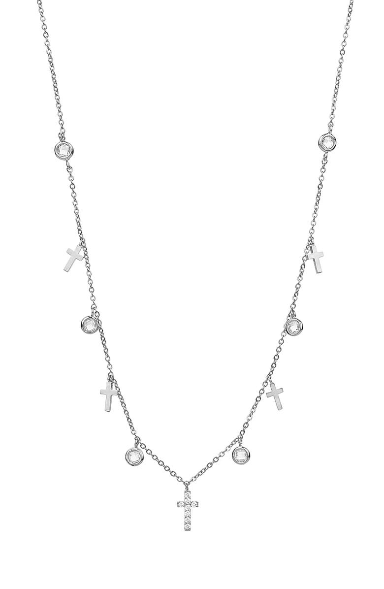 Bearfruit Jewelry 14k Gold Plated Anela Cross Necklace Holiday Gift Idea, Alternate, color, Silver