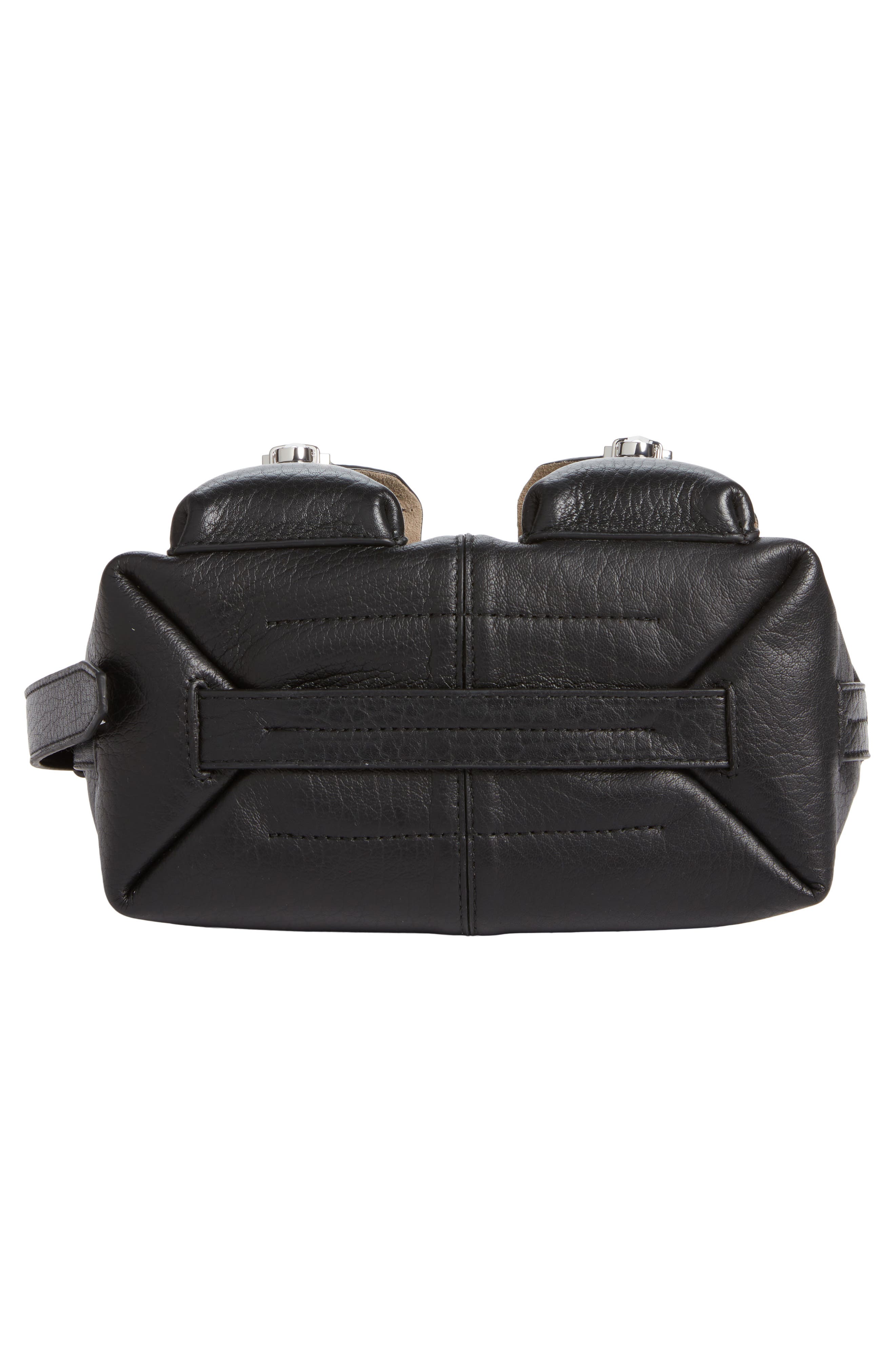 Mini Soft Gear Leather Shoulder Bag, Alternate, color, BLACK