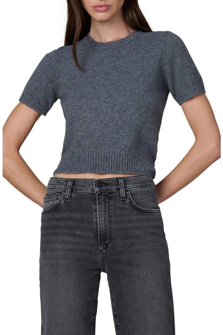 The Steph Shrunken Short Sleeve Sweater, Main, color, CHARCOAL